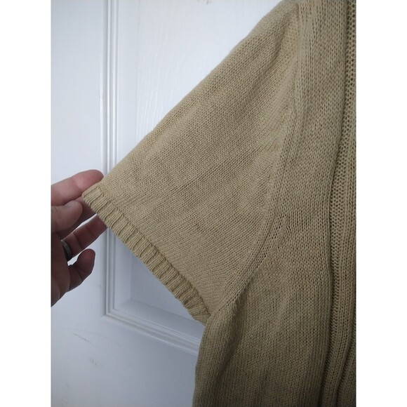 St. Johns Bay 2X Sweater Brown Cardigan Two Button Cable Knit Front SS Scoop... - Picture 5 of 11